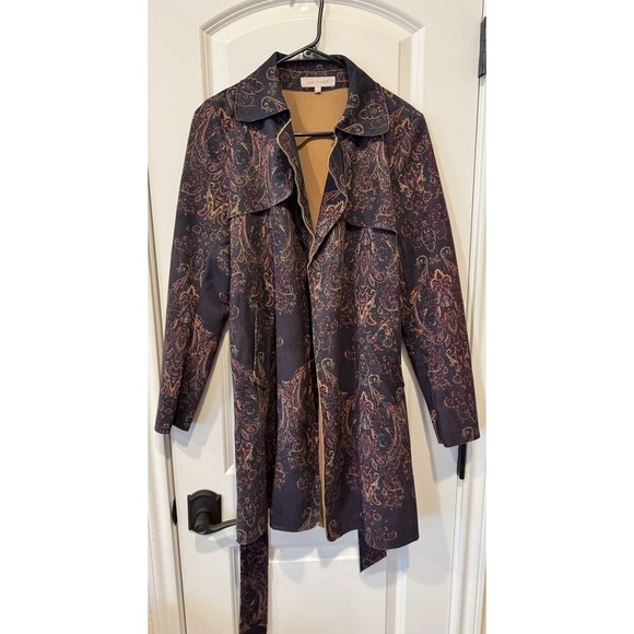 Solitaire By Antrhopologie Jackets & Blazers - Solitaire Women's Paisley Print Trench Coat Jacket Size Small Belted Boho Chic